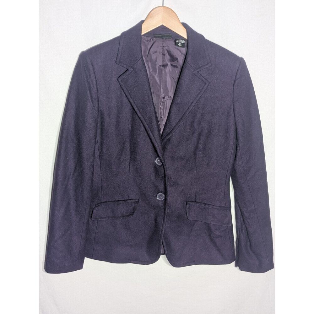 New York & Company Womens Purple Wool Blend Blazer Jacket Sz 10 Fully Lined